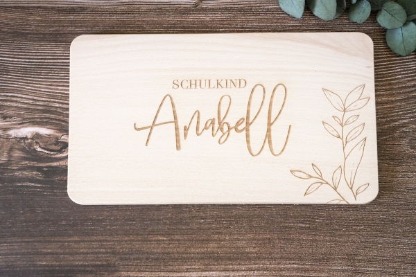 Schneidebrett / Frühstücksbrett Wunschtest / Floral -personalisiert-